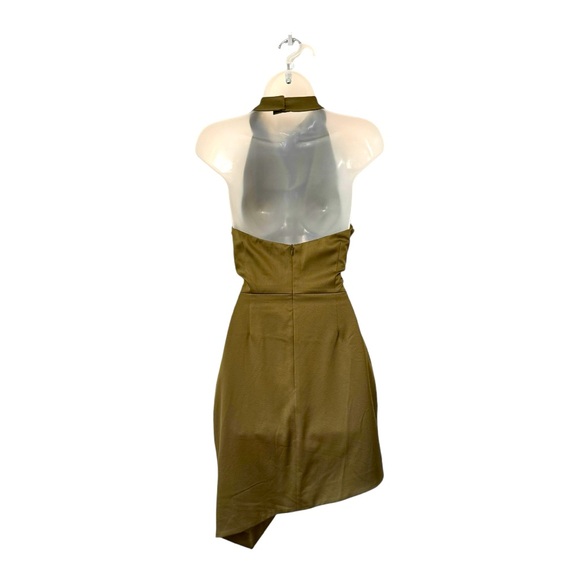 ELLIATT | Camo Asymmetric Satin Cocktail Dress in Olive/Khaki, Size Medium - Picture 7 of 11